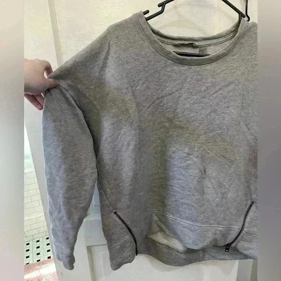athleta grey pullover sweatshirt‎ with zipper accents - Picture 1 of 6